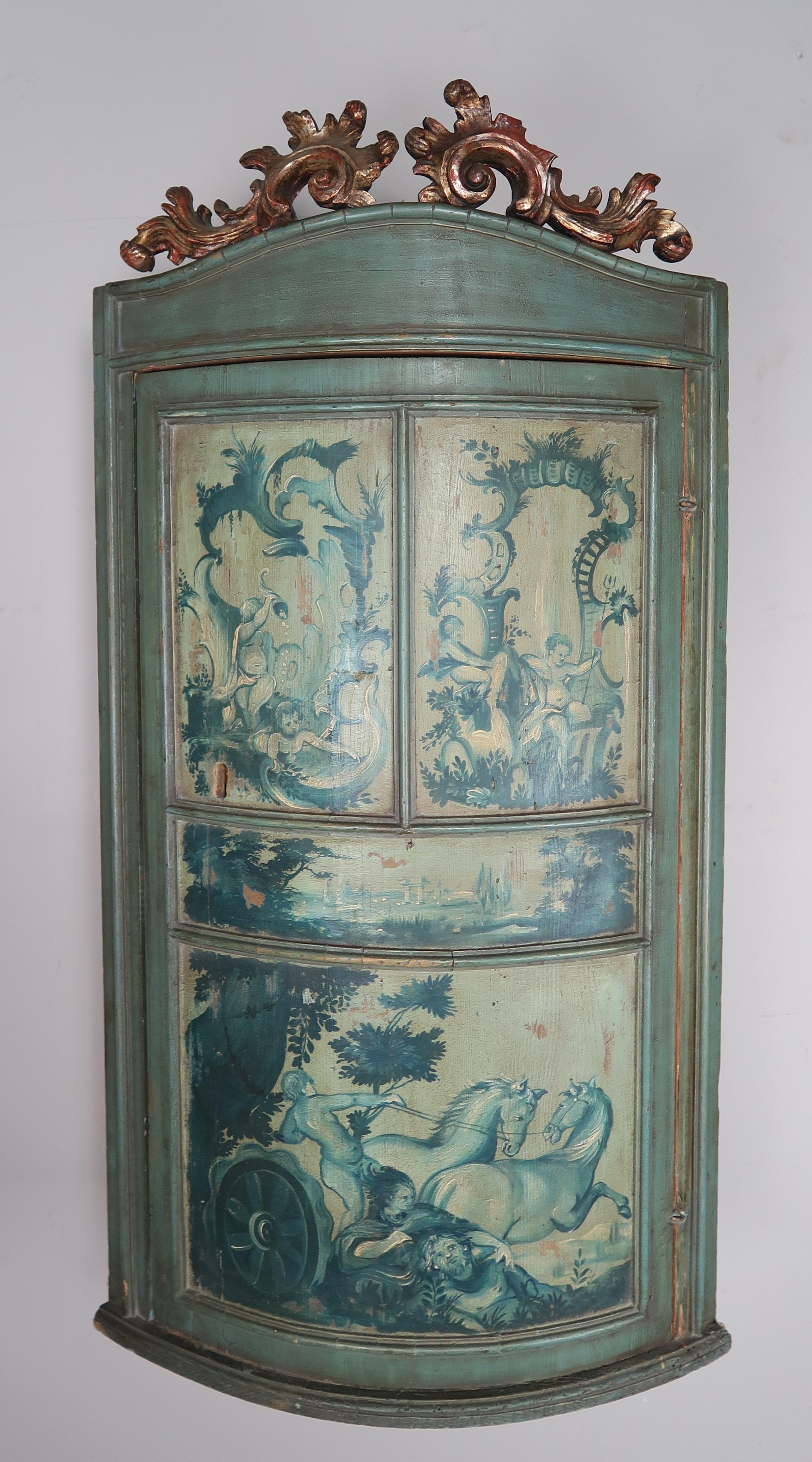 Mid-20th Century 1930s Italian Painted Corner Cabinet