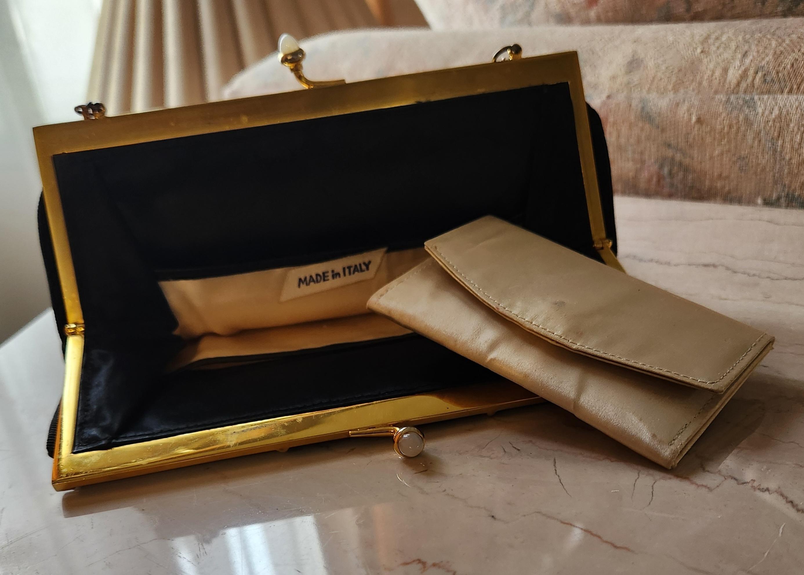 Gold 1930s Italian Petit Point Evening Bag Mother of Pearl For Sale