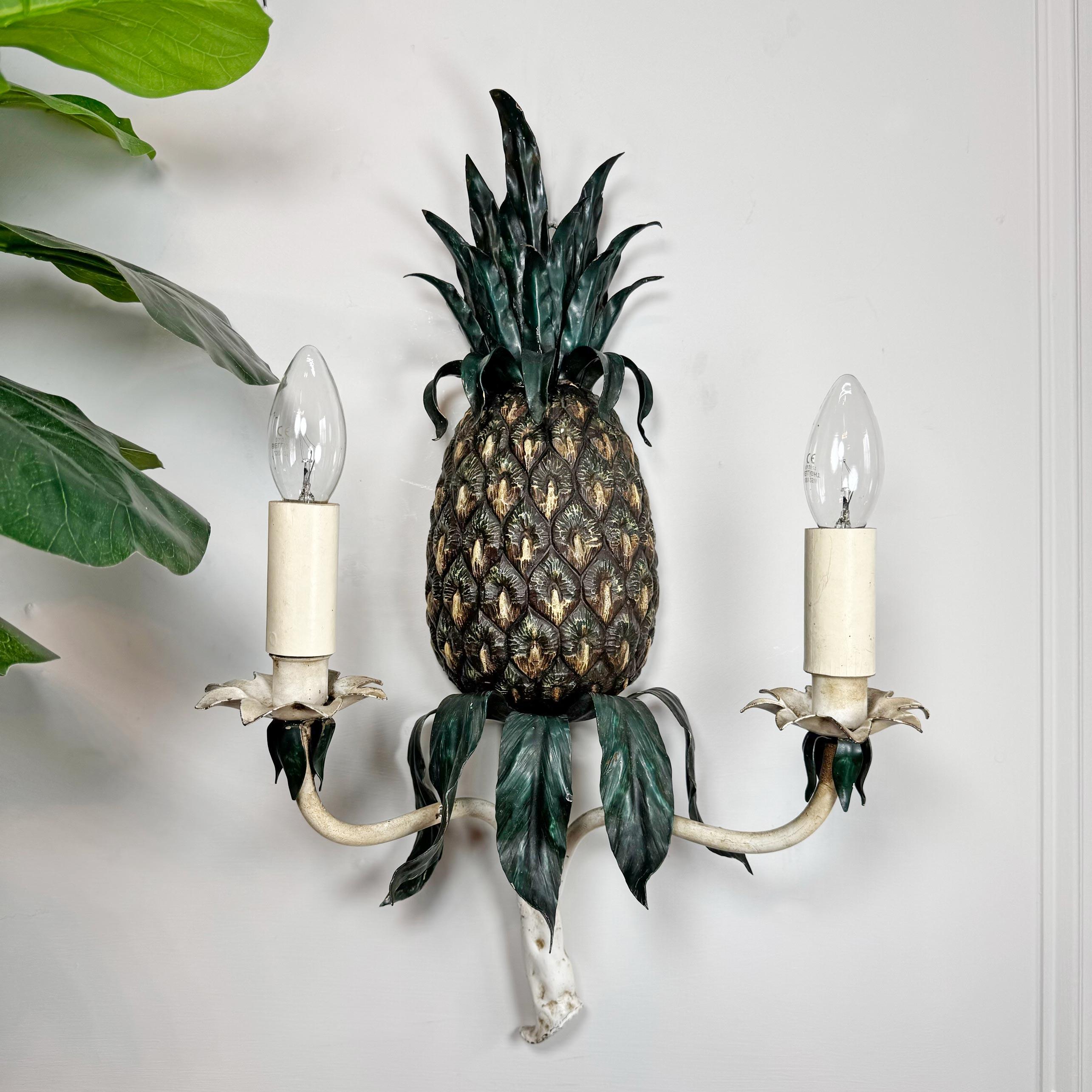 Iron 1930's Italian Pineapple Wall Sconce For Sale