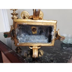 1930s Italian Rococo 5 Arm Gilted Bronze Candelabras, a Pair