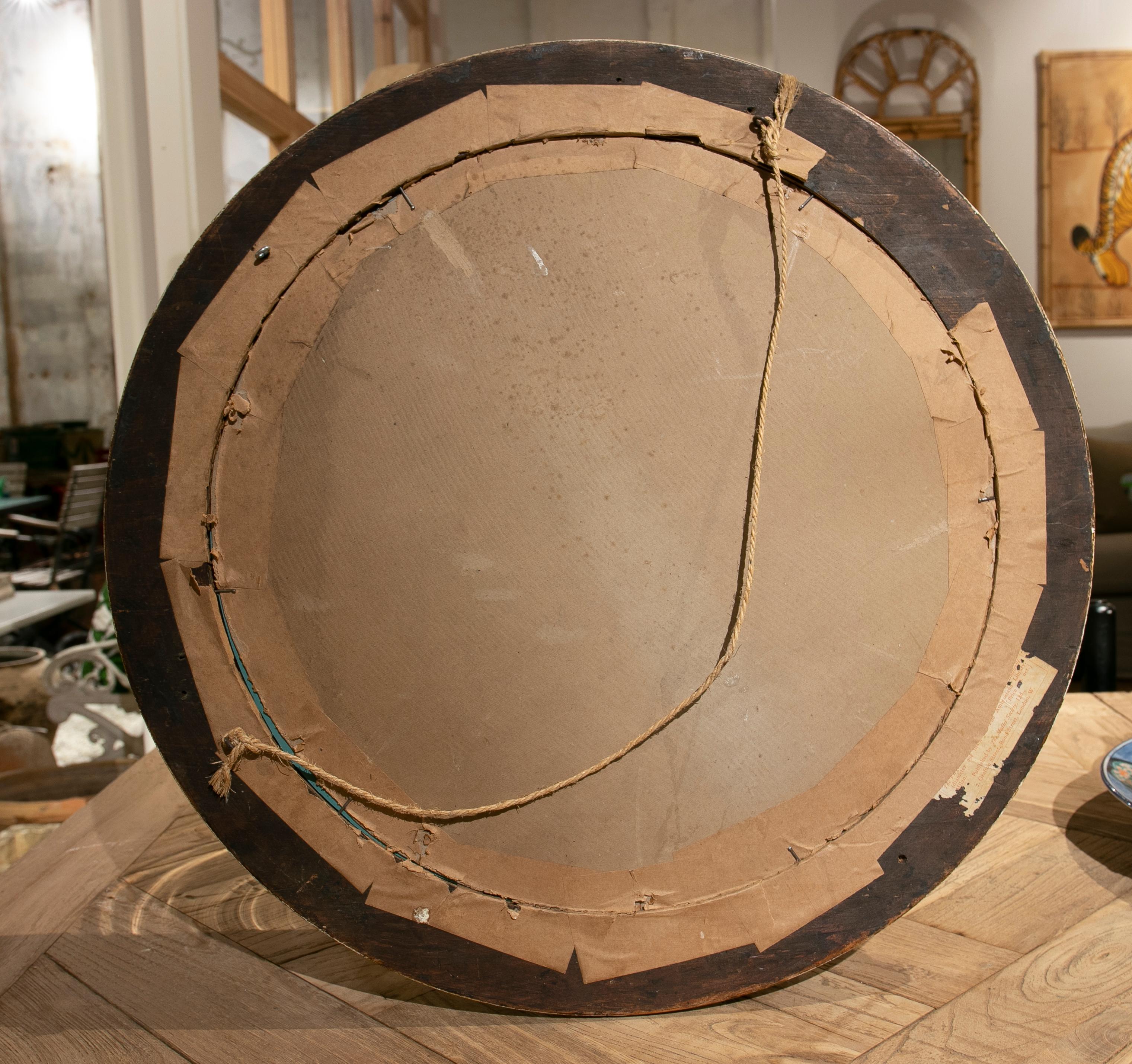 1930s Italian Round Mirror with Hand-Painted Frame 5