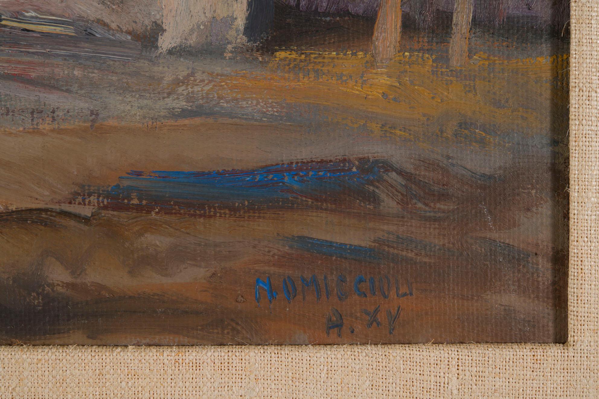 20th Century 1930s Italian Signed and Archived Roman Landscape For Sale