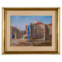 1930 Paisaje romano italiano firmado y archivado