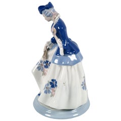 Grand Dama italien des années 1930, porcelaine polychrome de Porcelain Cacciapuoti, Milan