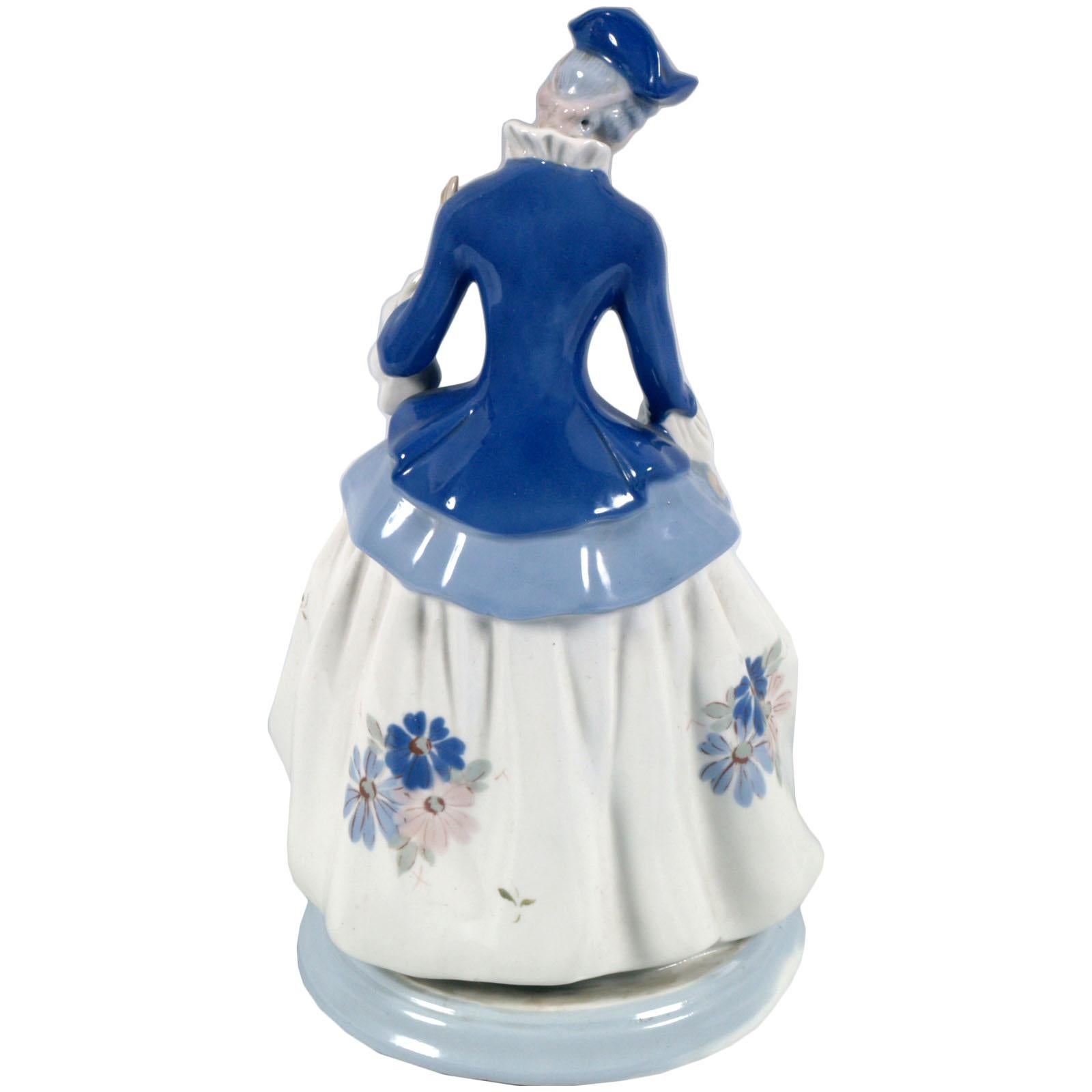 Art déco Grand Dama italien des années 1930, porcelaine polychrome de Porcelain Cacciapuoti, Milan en vente