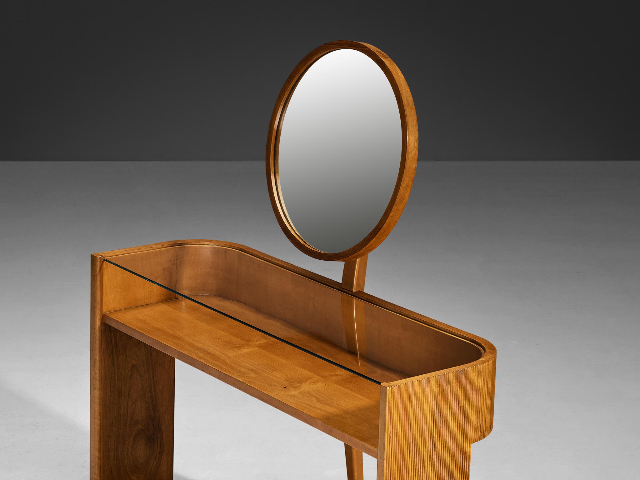 1930s Italian Vanity Table with Mirror in Walnut  For Sale 3