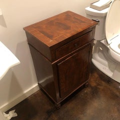 1930s Italian Walnut Cabinet with Inlays, One Drawer and One Door, Diminutive