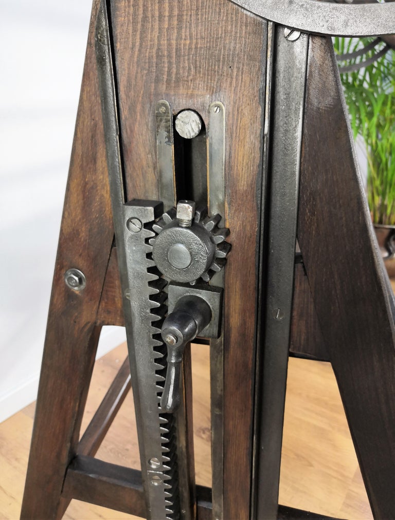 1930s Italian Wood and Iron Architect Adjustable Antique Vintage