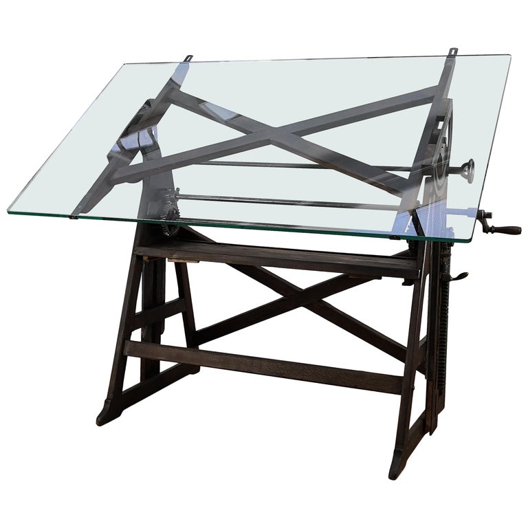 1930s Italian Wood and Iron Architect Adjustable Antique Vintage