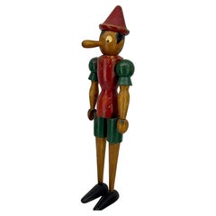 Early 1950’s Italian Wood Pinocchio Folk Art Toy Sculpture