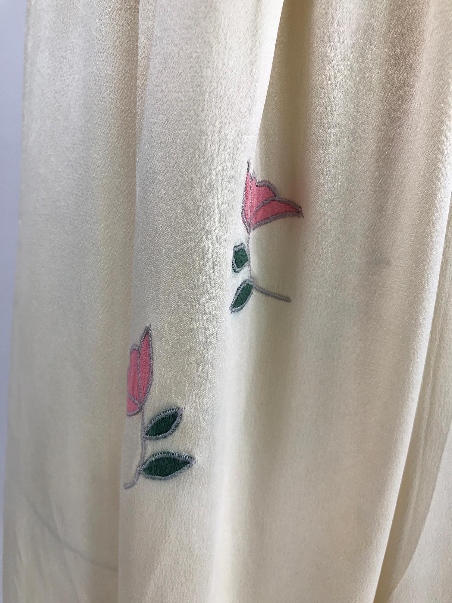 1930s Ivory Crepe de Chine Applique Gown  5