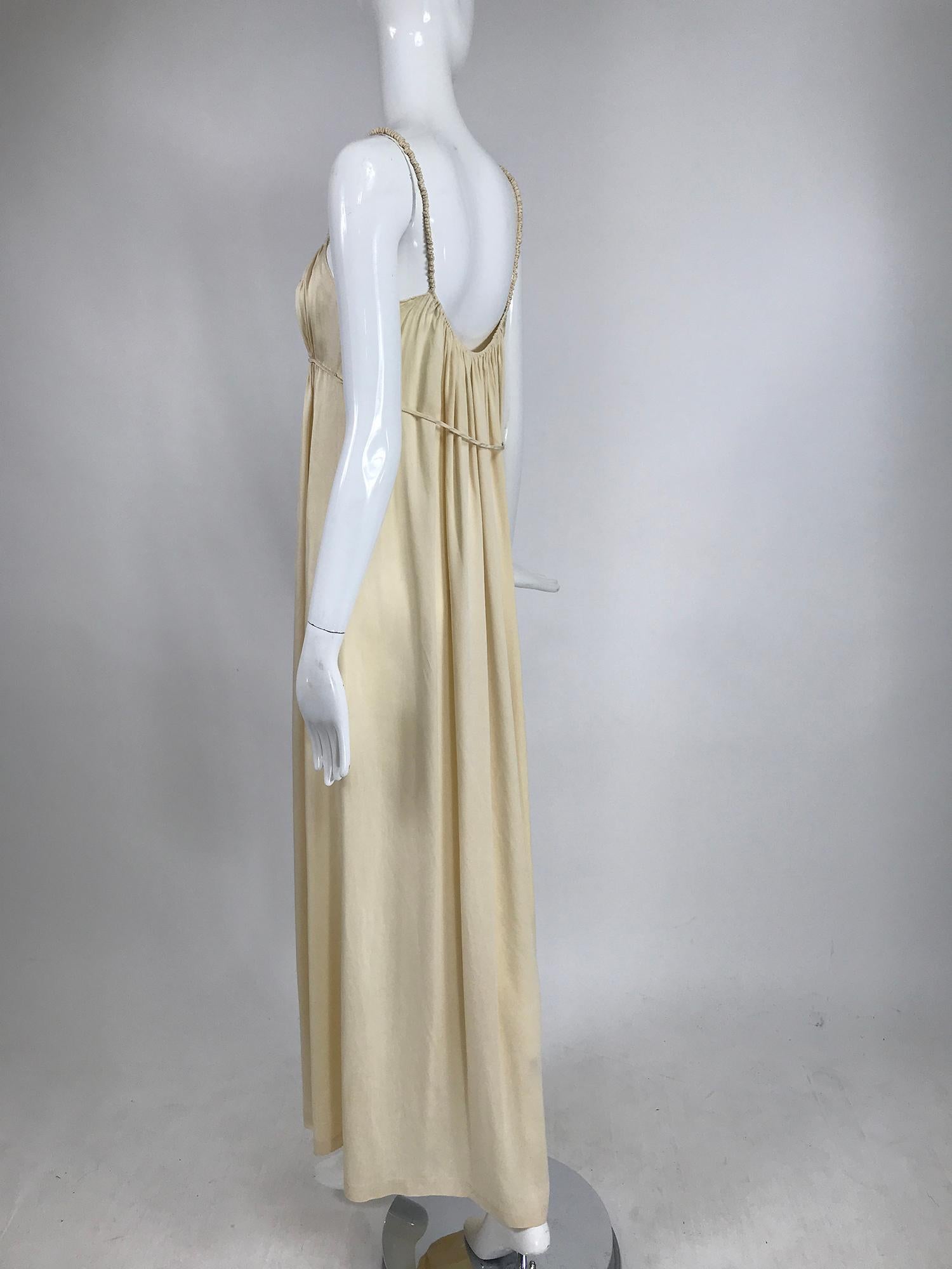 Brown 1930s Ivory Crepe de Chine Applique Gown 