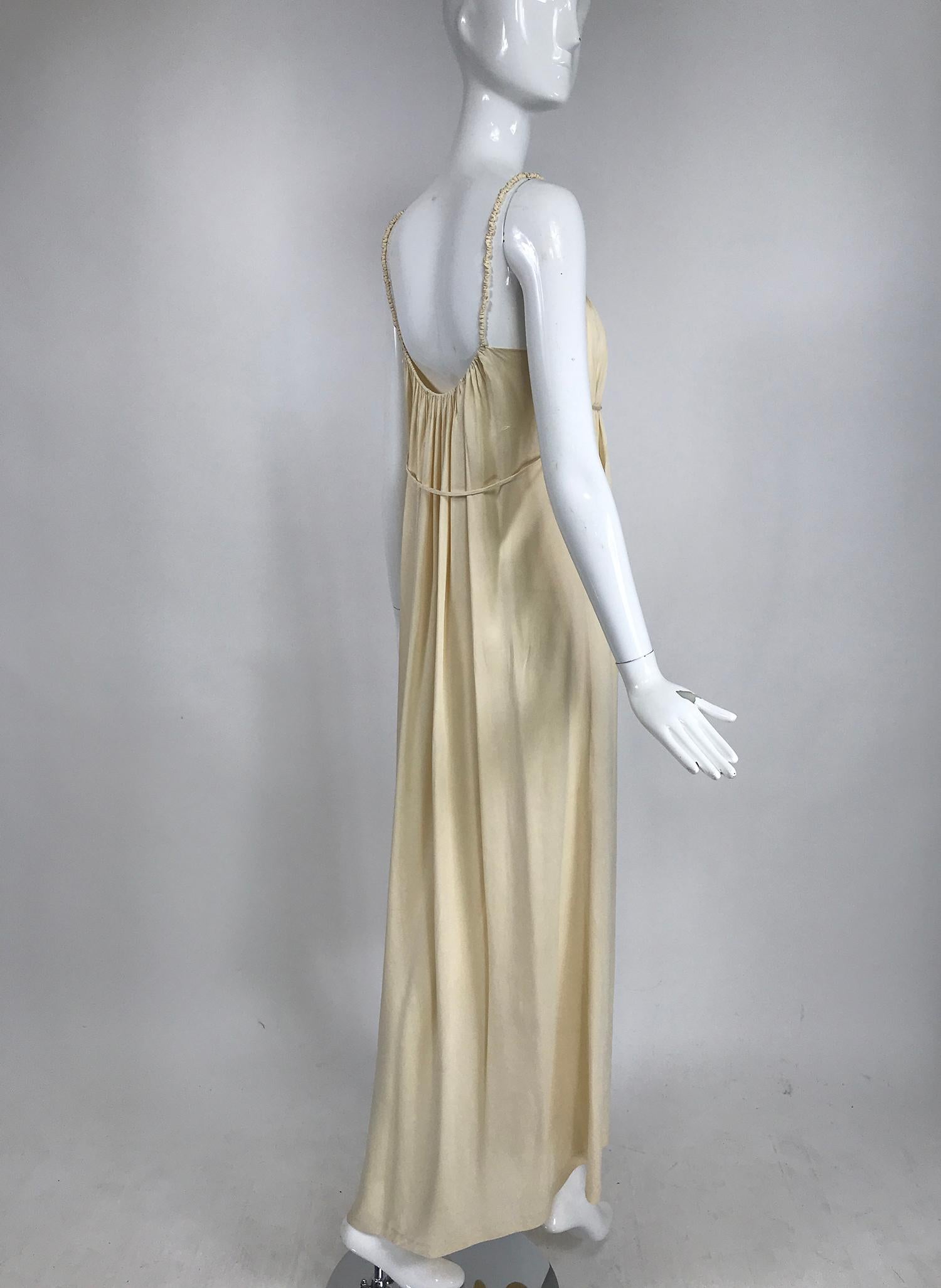 1930s Ivory Crepe de Chine Applique Gown  1