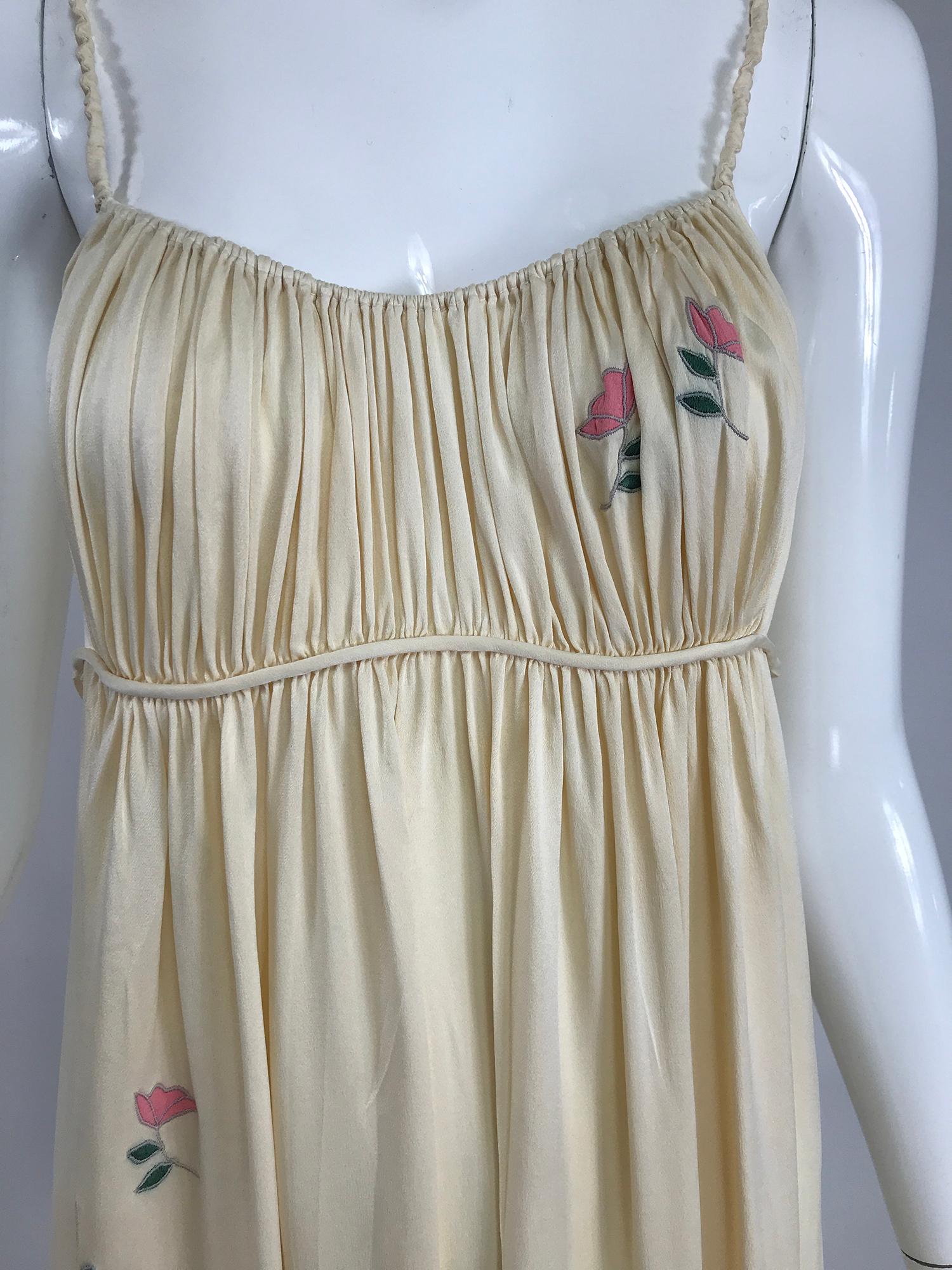 1930s Ivory Crepe de Chine Applique Gown  3