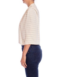 1930S Ivory Rayon Crepe Pintucked Short Shoulder Cape