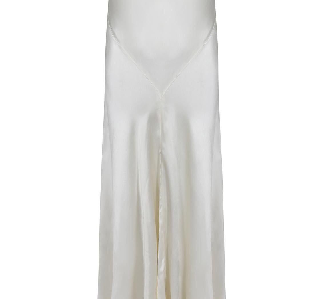 Elfenbeinfarbenes Satin-Hochzeitskleid aus den 1930er Jahren 1
