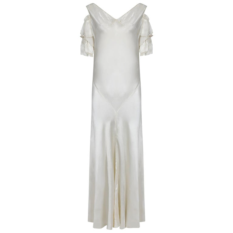 1930s Ivory Satin Wedding Dress For Sale