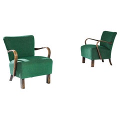 1930s J. Halabala Emerald Armchairs, a Pair