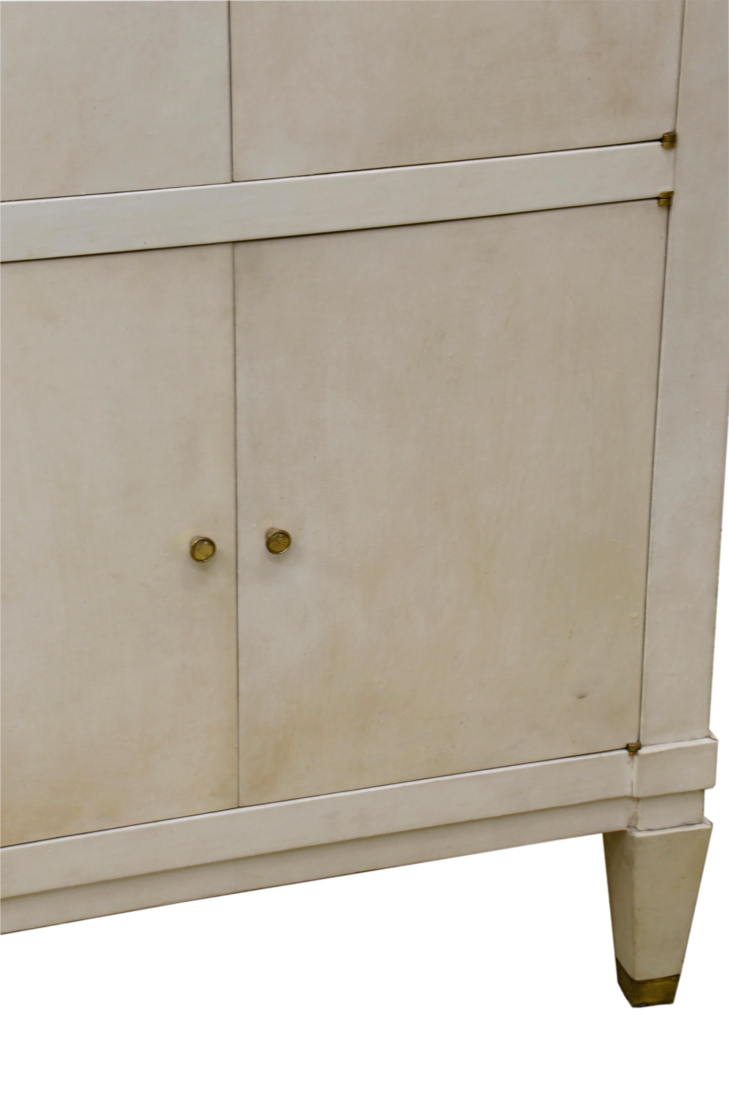 French 1930s Jacques Adnet Vellum Bar Cabinet