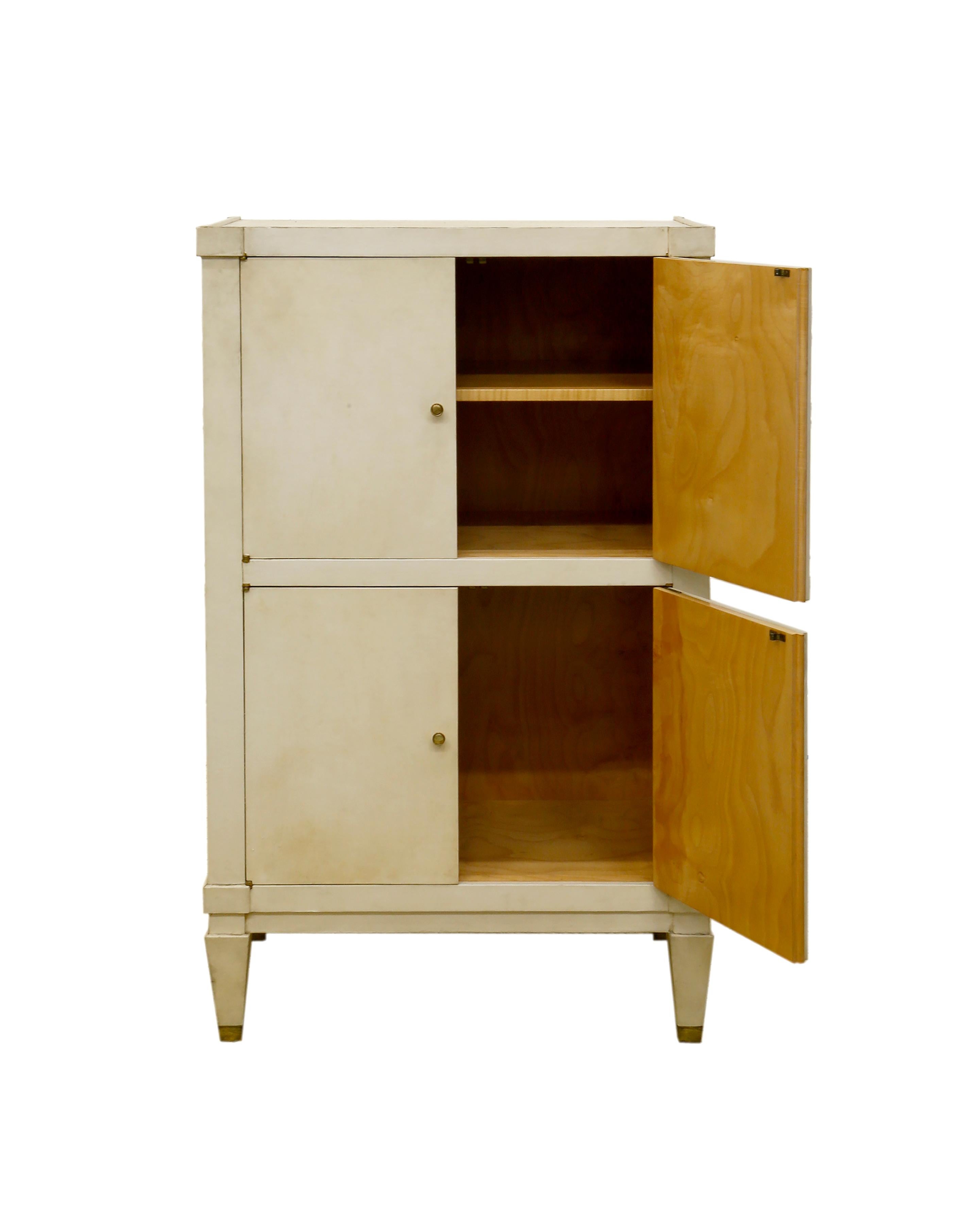 20th Century 1930s Jacques Adnet Vellum Bar Cabinet
