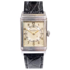 Vintage 1930s Jaeger Le-Coultre Steel Reverso Mechanical Wristwatch