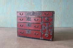 1930s Japanese Antique Lacquer Sendai Tansu Clothing Chest