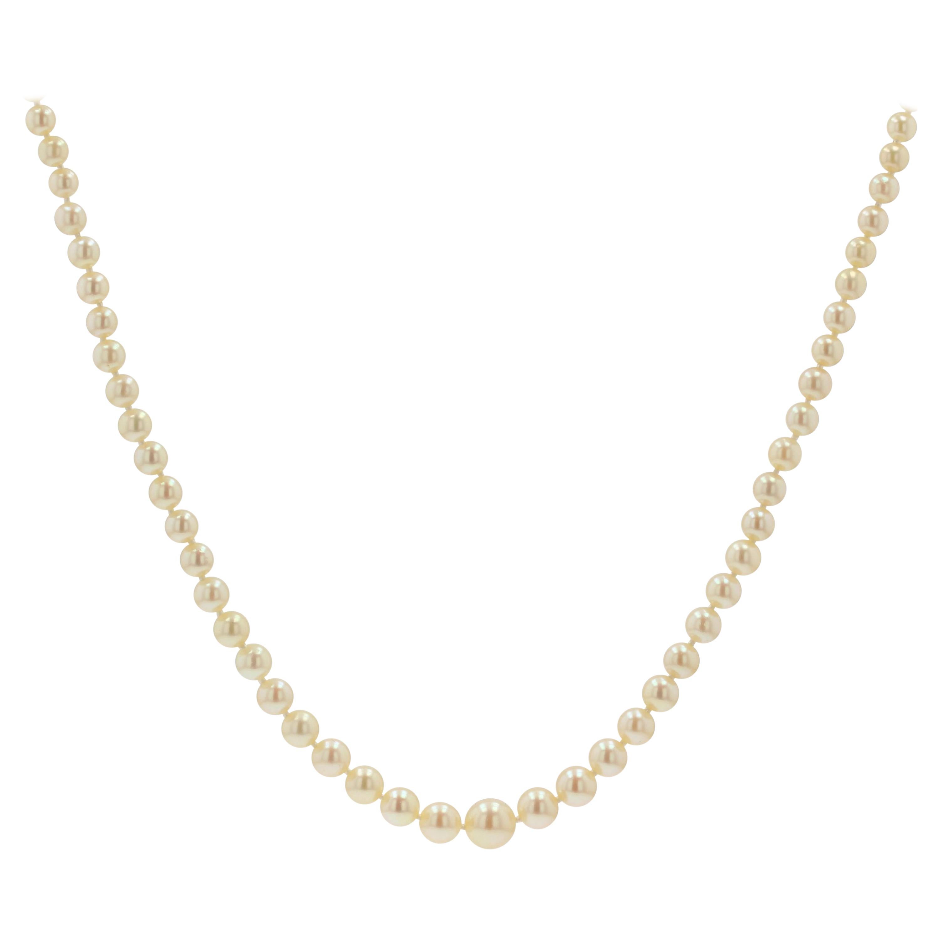 1930s Japanese Cultured Round White Pearl Necklace