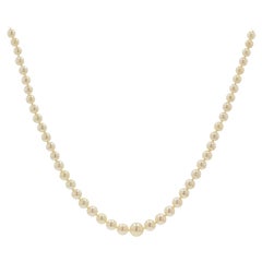 Vintage 1930s Japanese Cultured Round White Pearl Necklace