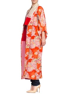 1930s Japanese Floral Silk Kimono