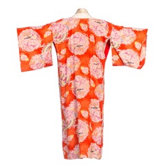 1930s Japanese Floral Silk Kimono