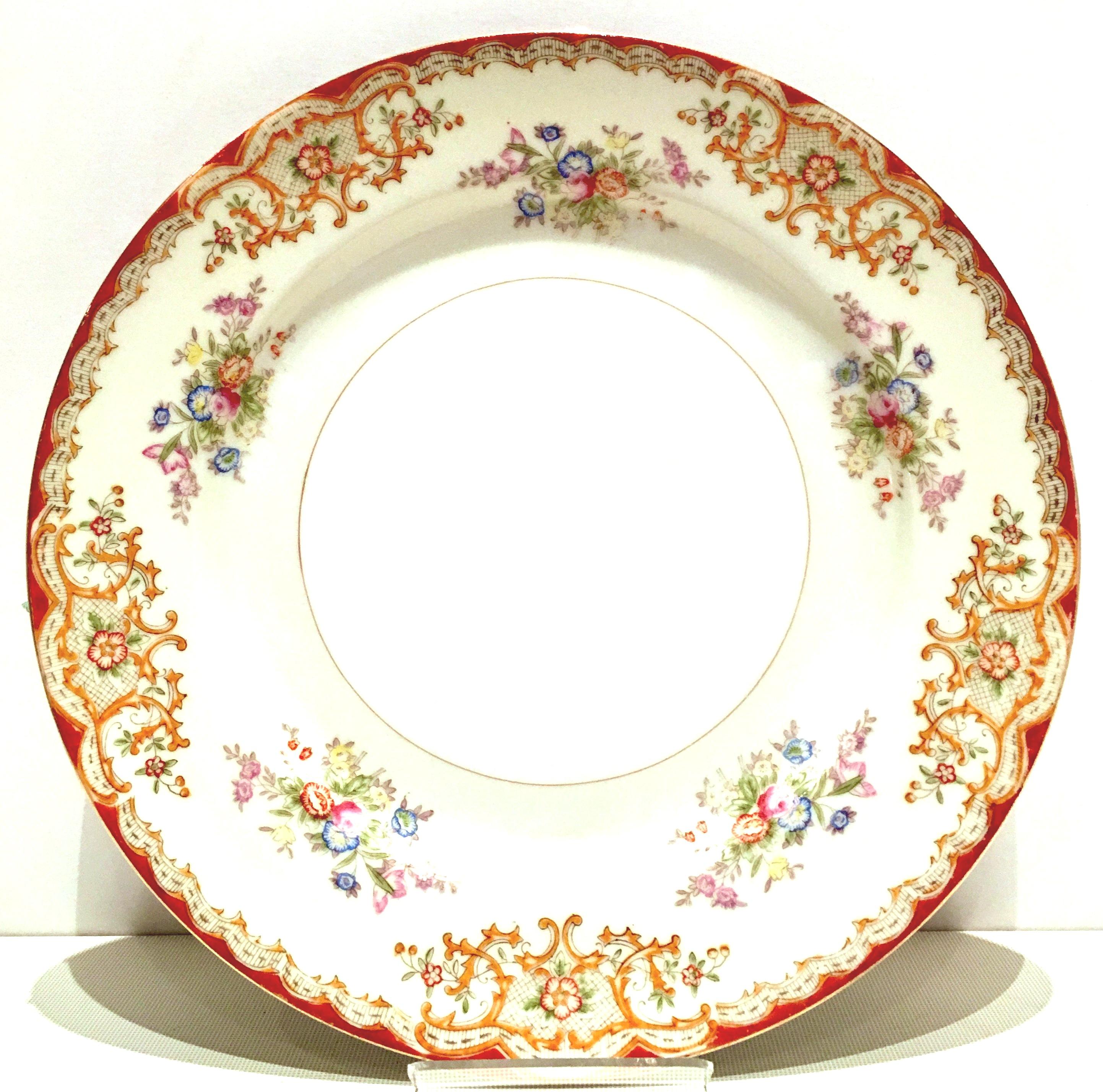 1930'S Japanese Hand-Painted Porcelain Dinnerware S/19 In Good Condition In West Palm Beach, FL