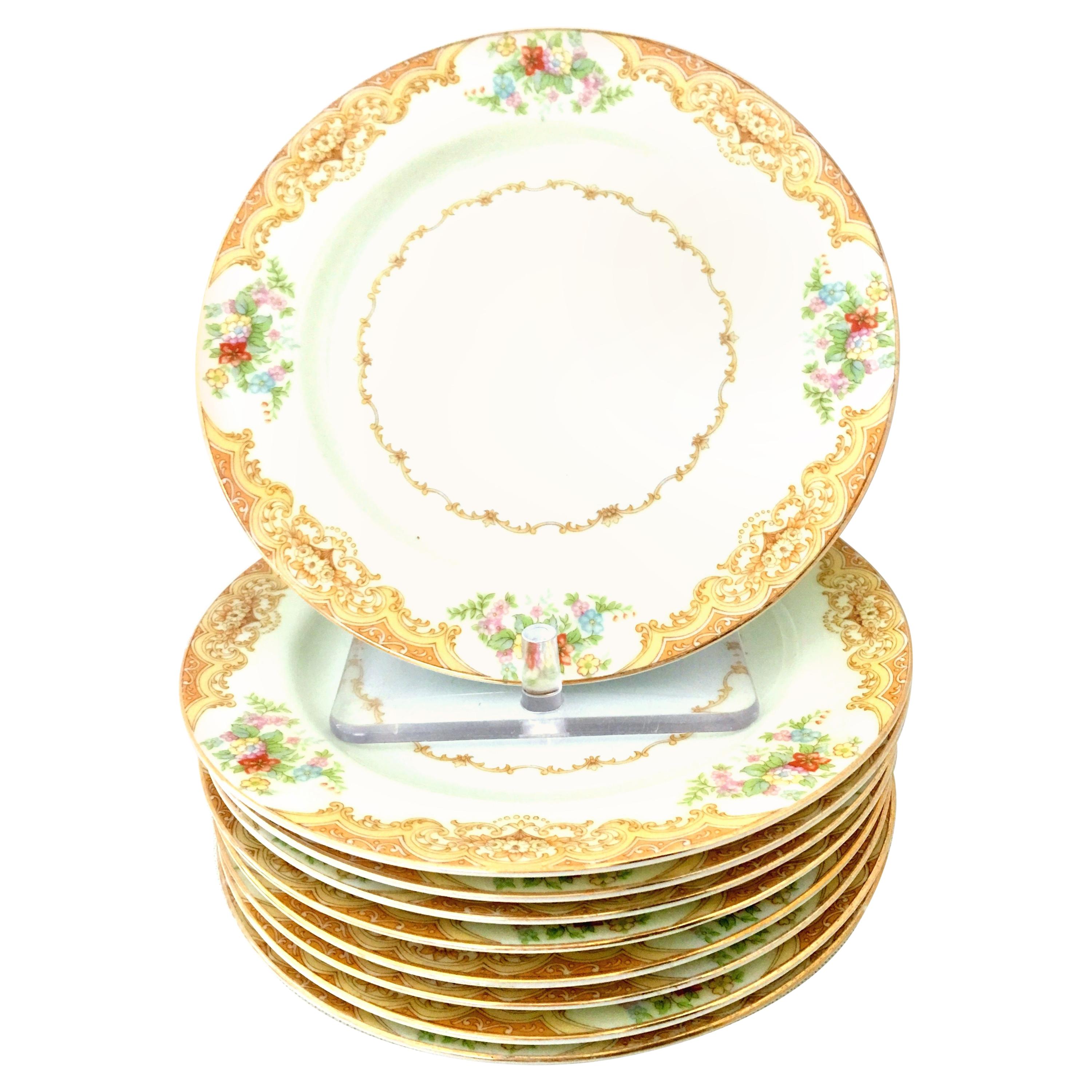 1930's Japanese Hand Painted Salad/Dessert Plates by, Noritake, Set/9 For Sale