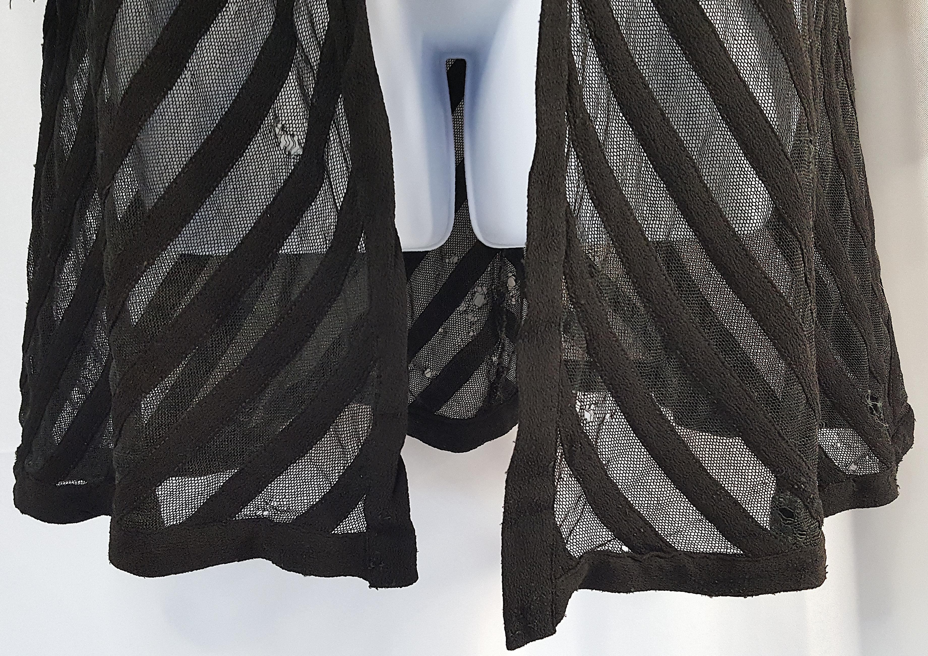 1930s JeanneLavinParis ArtDeco TulleSilk CoutureAdaptation Black Evening Jacket For Sale 8