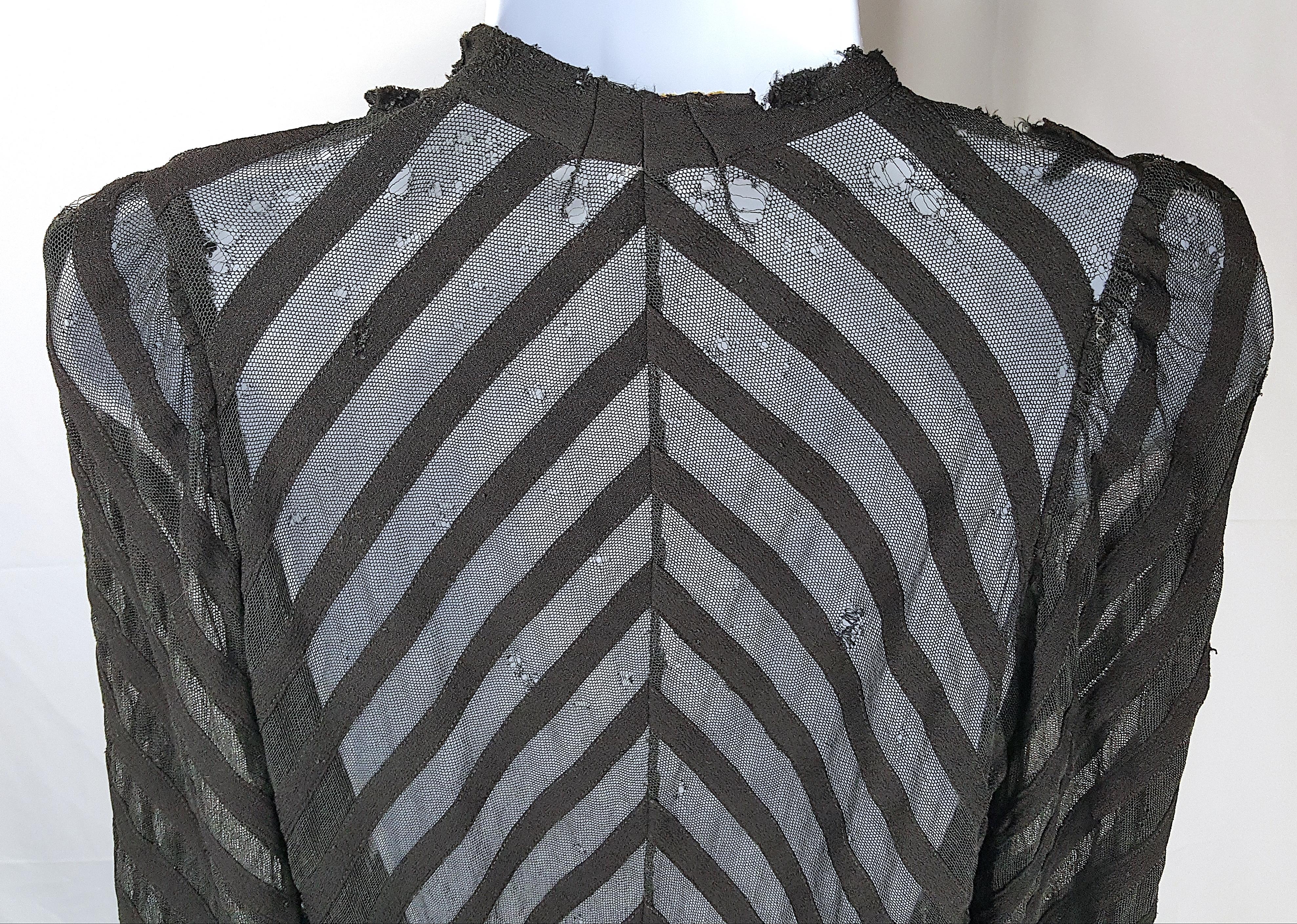 1930s JeanneLavinParis ArtDeco TulleSilk CoutureAdaptation Black Evening Jacket For Sale 9