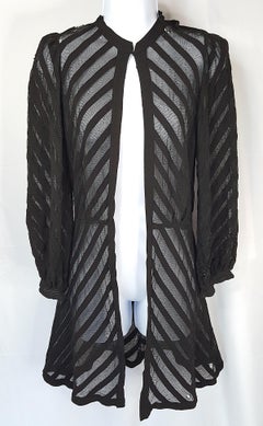 1930 JeanneLavinParis ArtDeco Tulle Silk CoutureAdaptation Giacca da sera nera