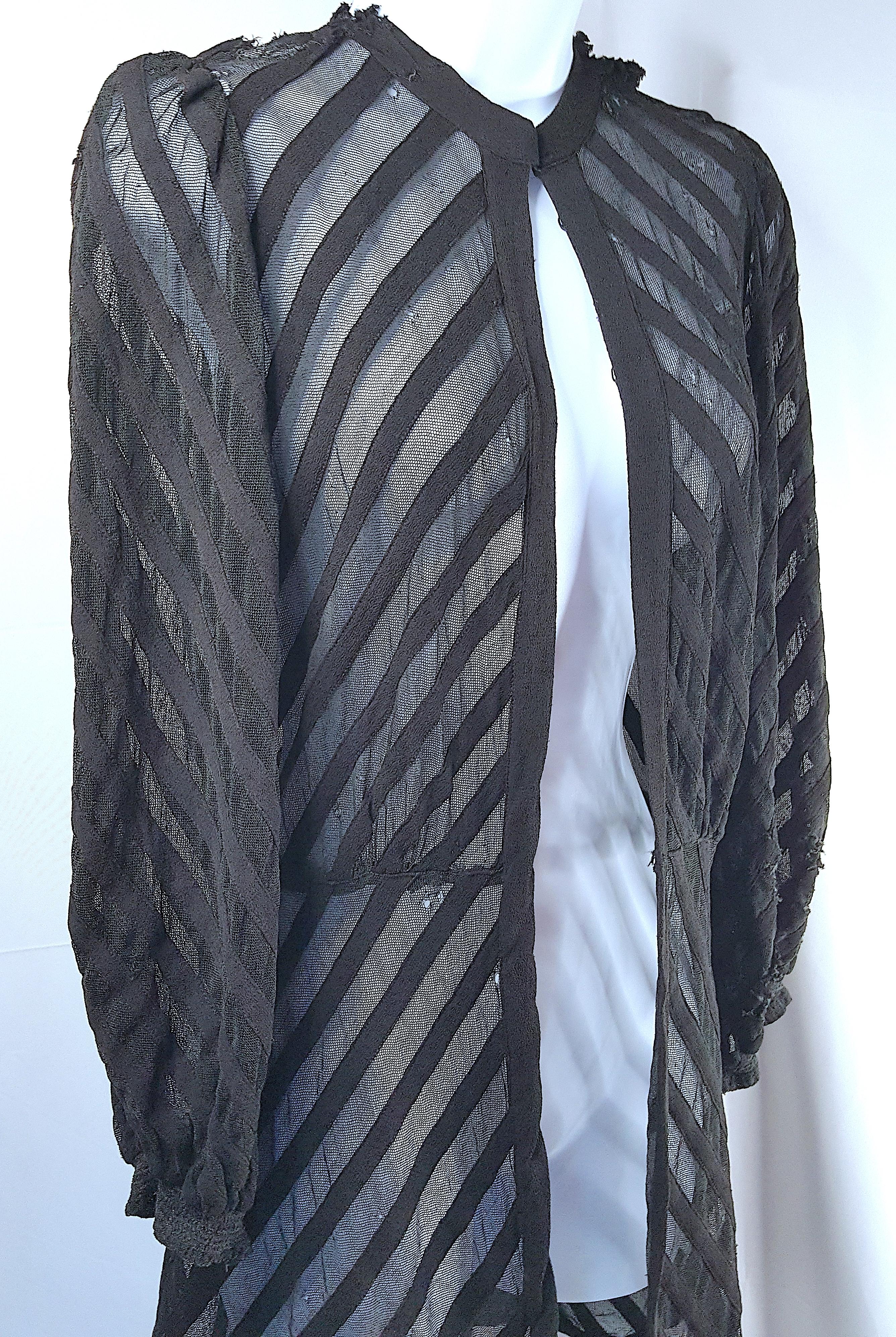 1930s JeanneLavinParis ArtDeco TulleSilk CoutureAdaptation Black Evening Jacket For Sale 3
