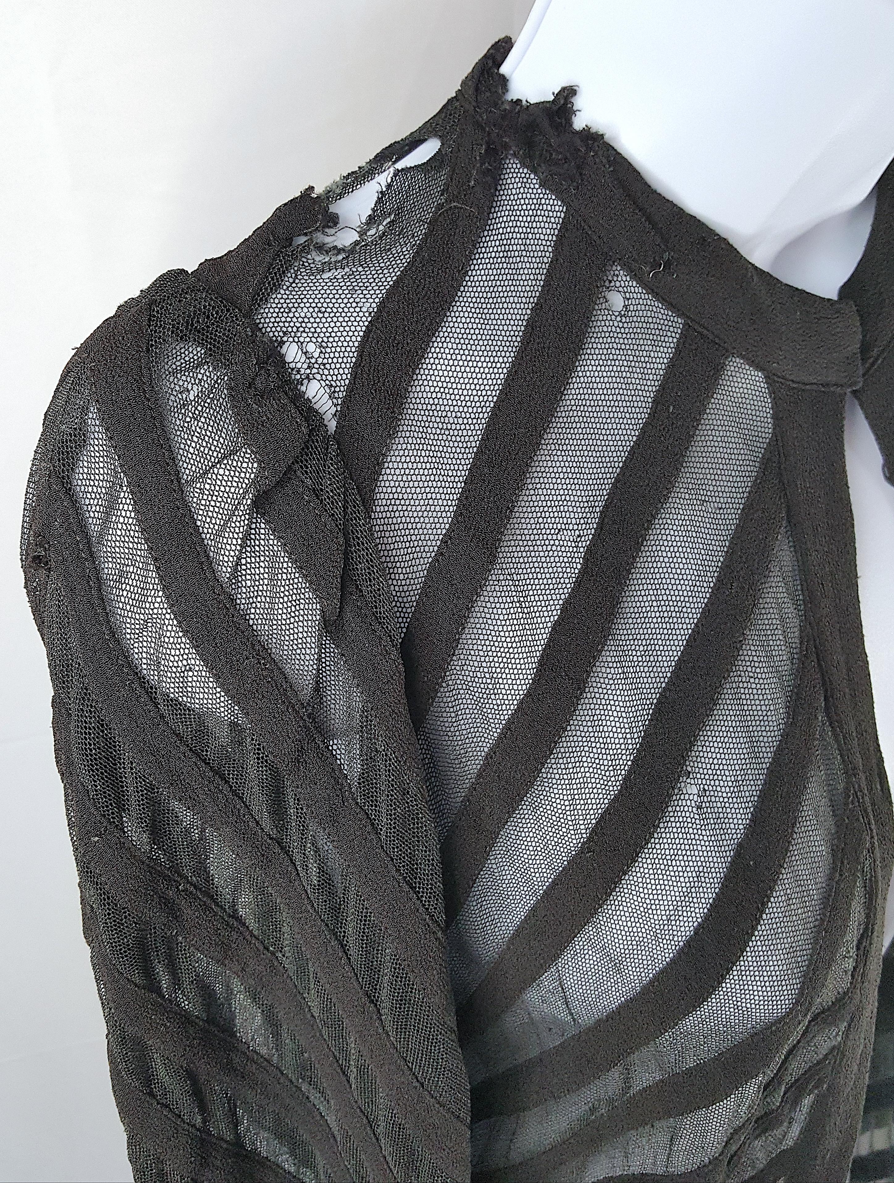 1930s JeanneLavinParis ArtDeco TulleSilk CoutureAdaptation Black Evening Jacket For Sale 4