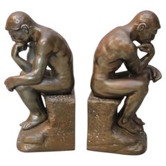 Fermalibri in ottone degli anni '30 dei fratelli Jenning, “The Thinkers”, un paio