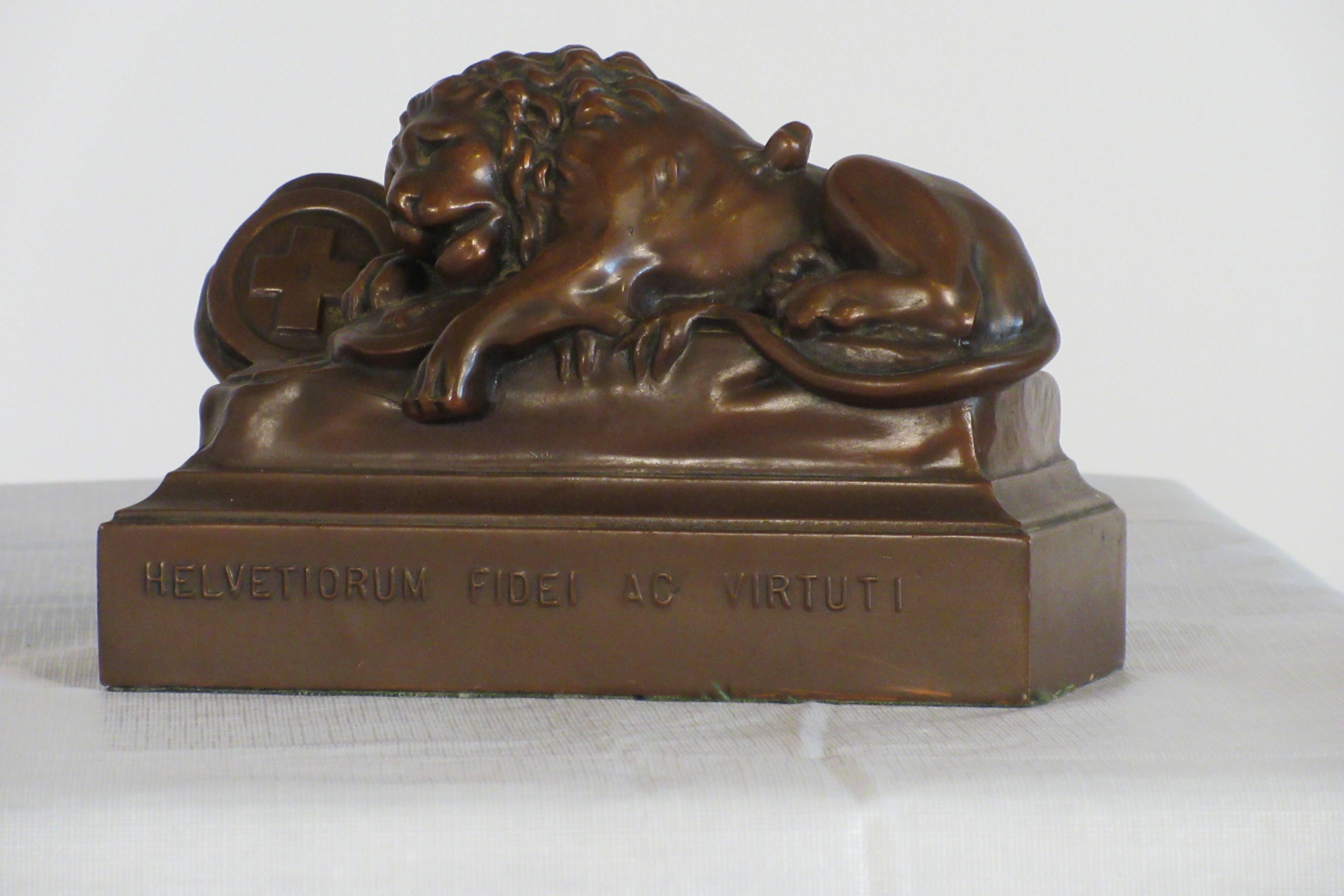 Mid-20th Century 1930s, Jennings Brothers Bronze Coated Lion of Lucerne Bookends