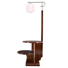 1930s Jindrich Halabala Floor Lamp in Walnut Finish , Restored
