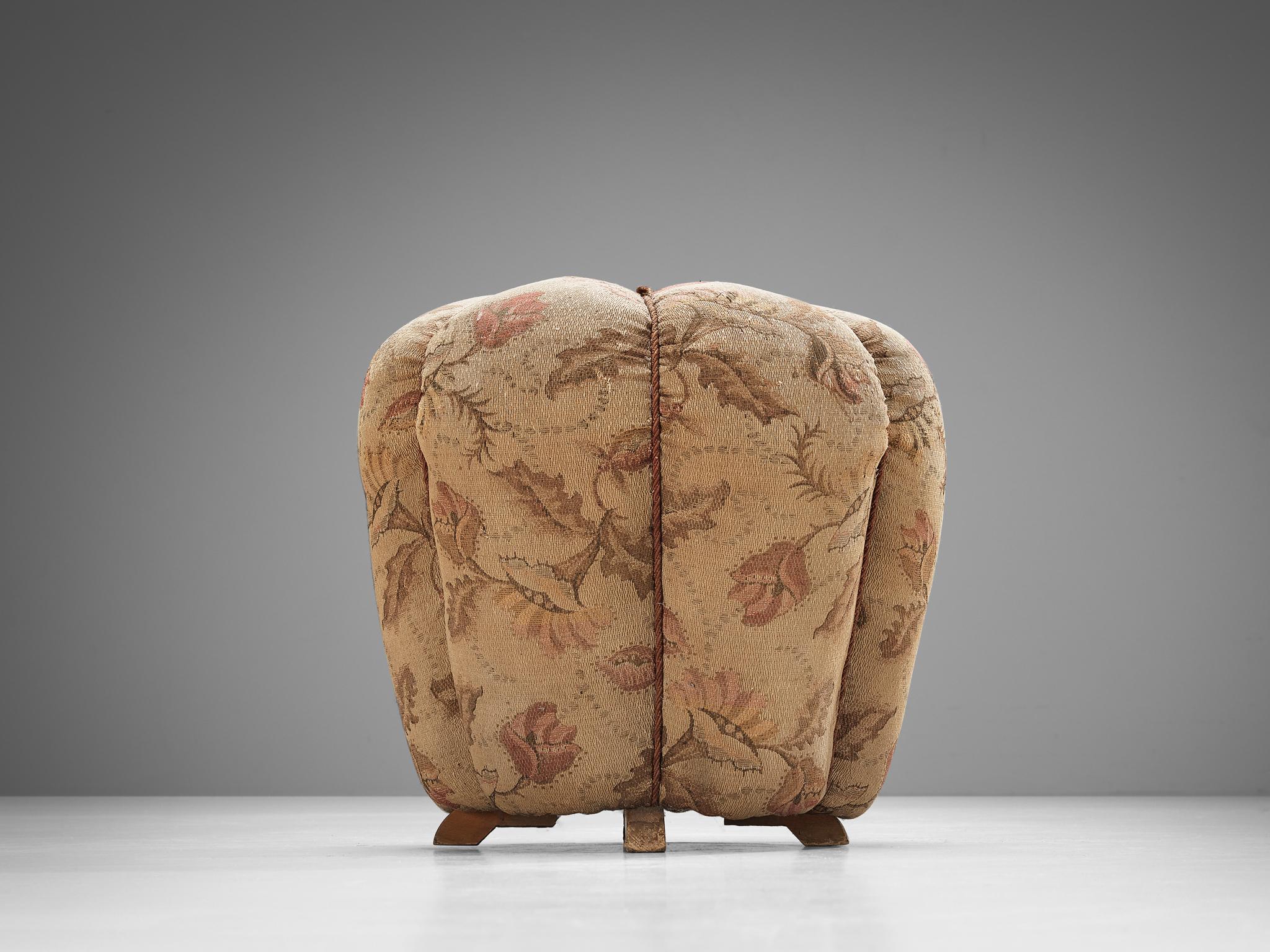 Art Deco 1930s Jindrich Halabala Footstool in Decorative Upholstery  For Sale