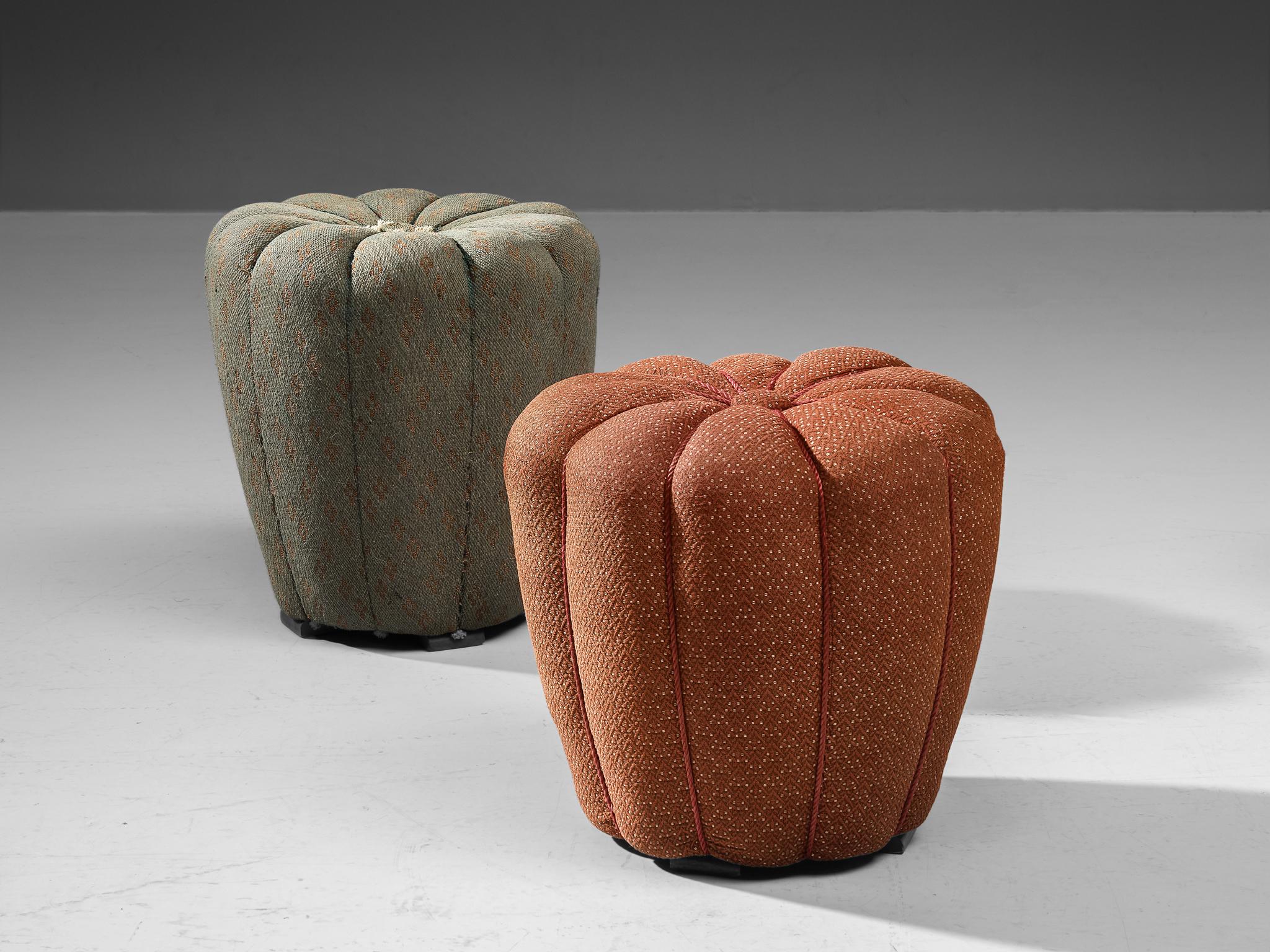 Jindrich Halabala for UP Závody, footstool, stool, tabouret, ottoman or pouf, fabric, wood, Czech Republic, design 1930s 

This poetic pouf is designed in the 1930s when the Art Deco Period was at its highest point and distinguishes itself by means