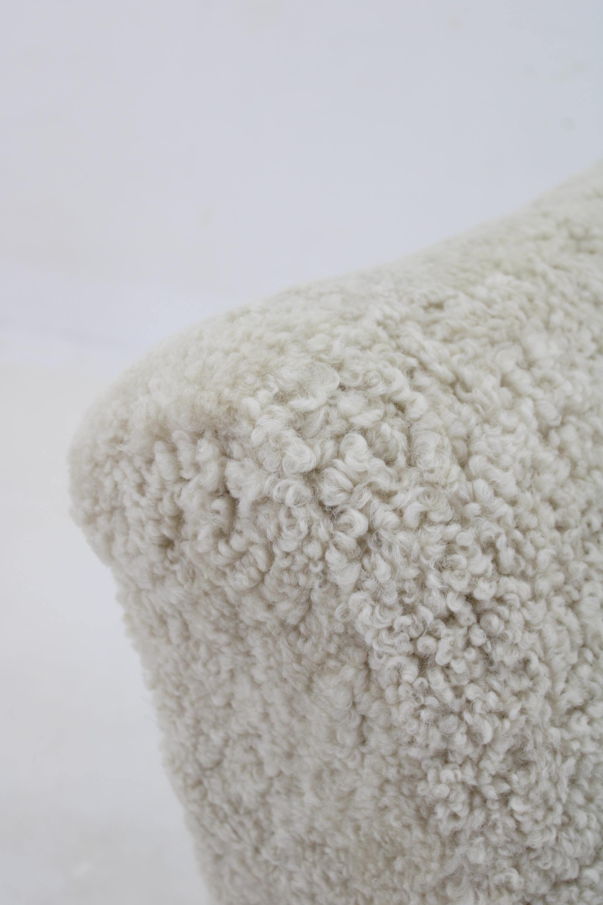 1930s Jindrich Halabala Thonet H-269 Armchair in Sheepskin, Restored 1