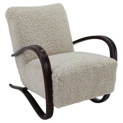 1930s Jindrich Halabala Thonet H-269 Armchair in Sheepskin, Restored