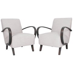 1930s Jindrich Halabala Upholstered Armchairs, a Pair