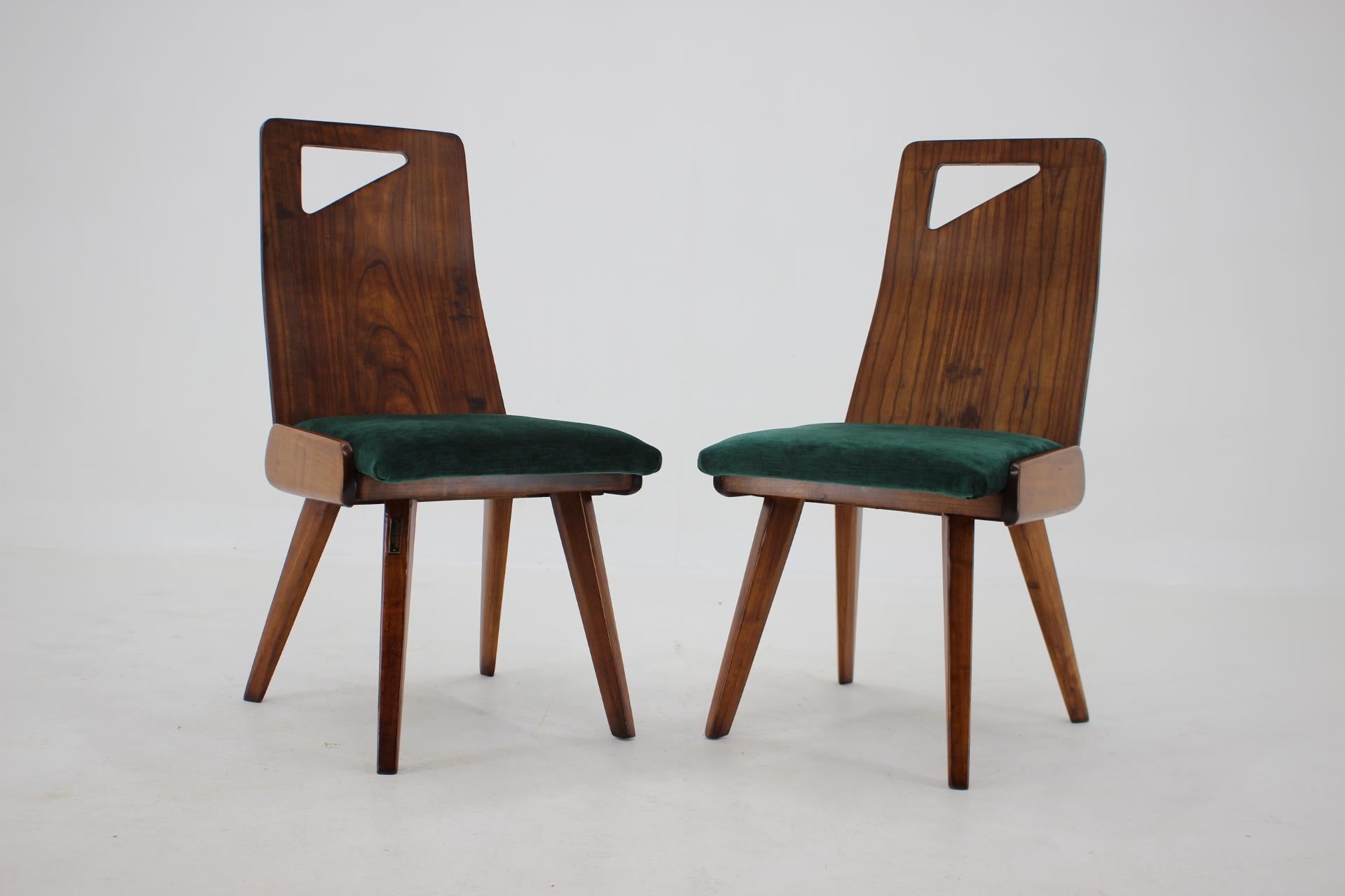 1930s J.Kroha Set of 4 Very Rare Dining Chairs for Grand Hotel, Czechoslovakia In Good Condition For Sale In Praha, CZ