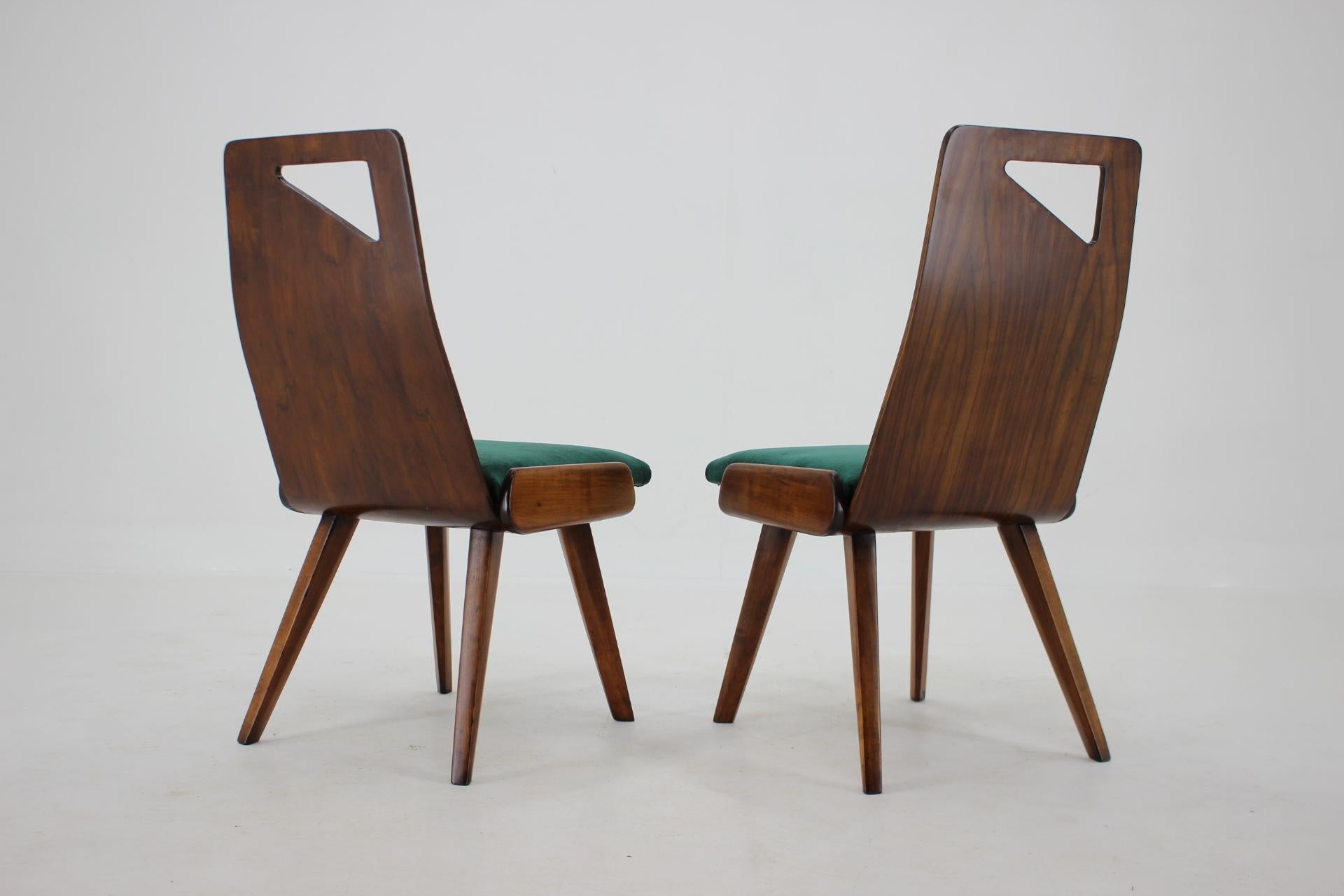 1930s J.Kroha Set of 4 Very Rare Dining Chairs for Grand Hotel, Czechoslovakia For Sale 1