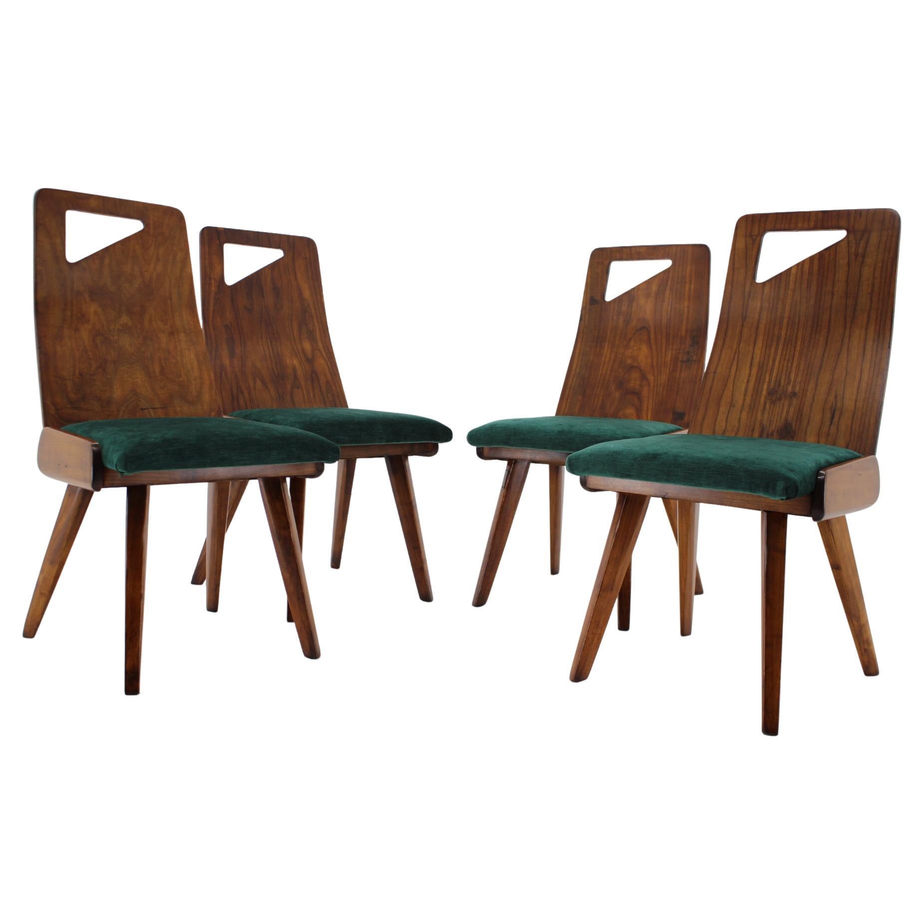 1930s J.Kroha Set of 4 Very Rare Dining Chairs for Grand Hotel, Czechoslovakia For Sale
