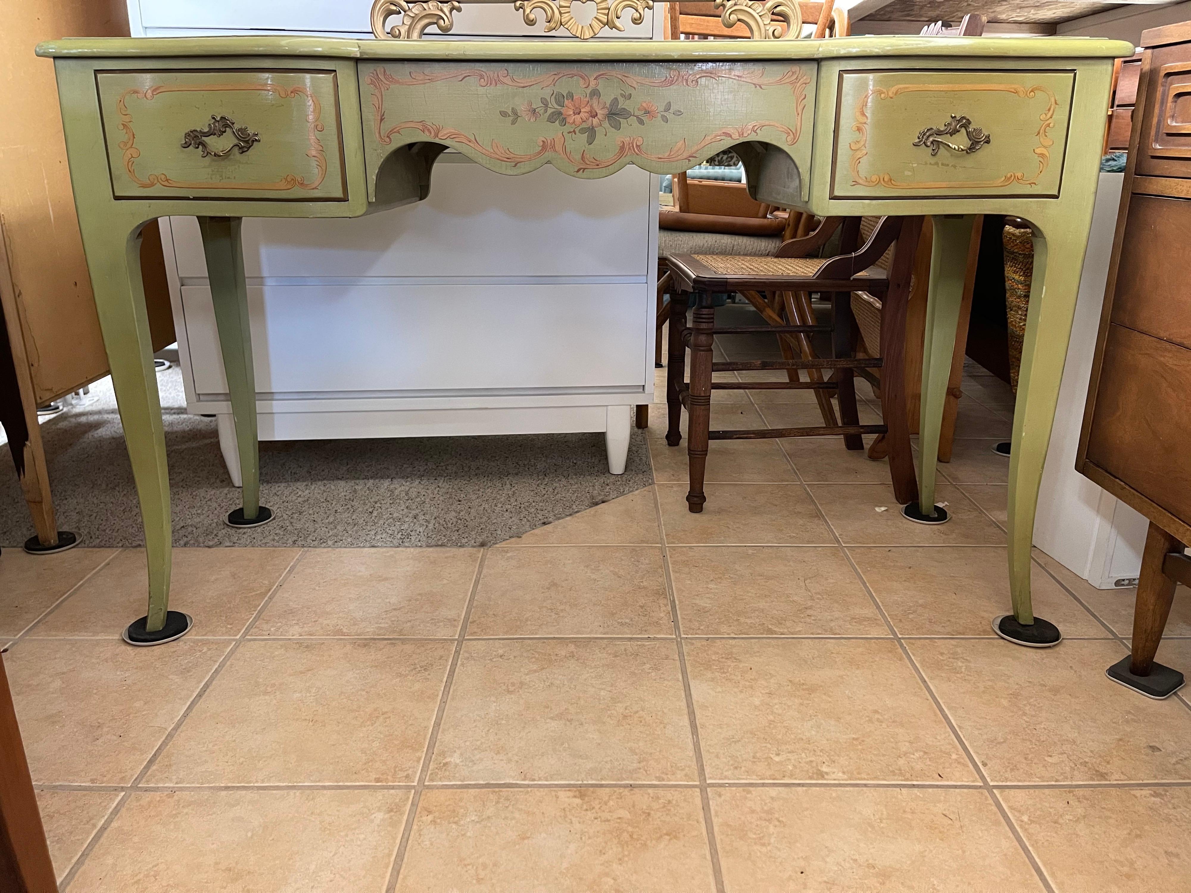 1930s John Widdicomb French Country Vanity with Stool In Good Condition In Seattle, WA