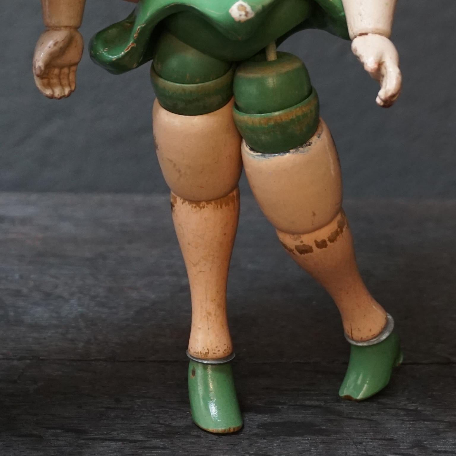 1930s American Wooden Jointed Betty Boop Green Dress Fleischer Studios Doll 5